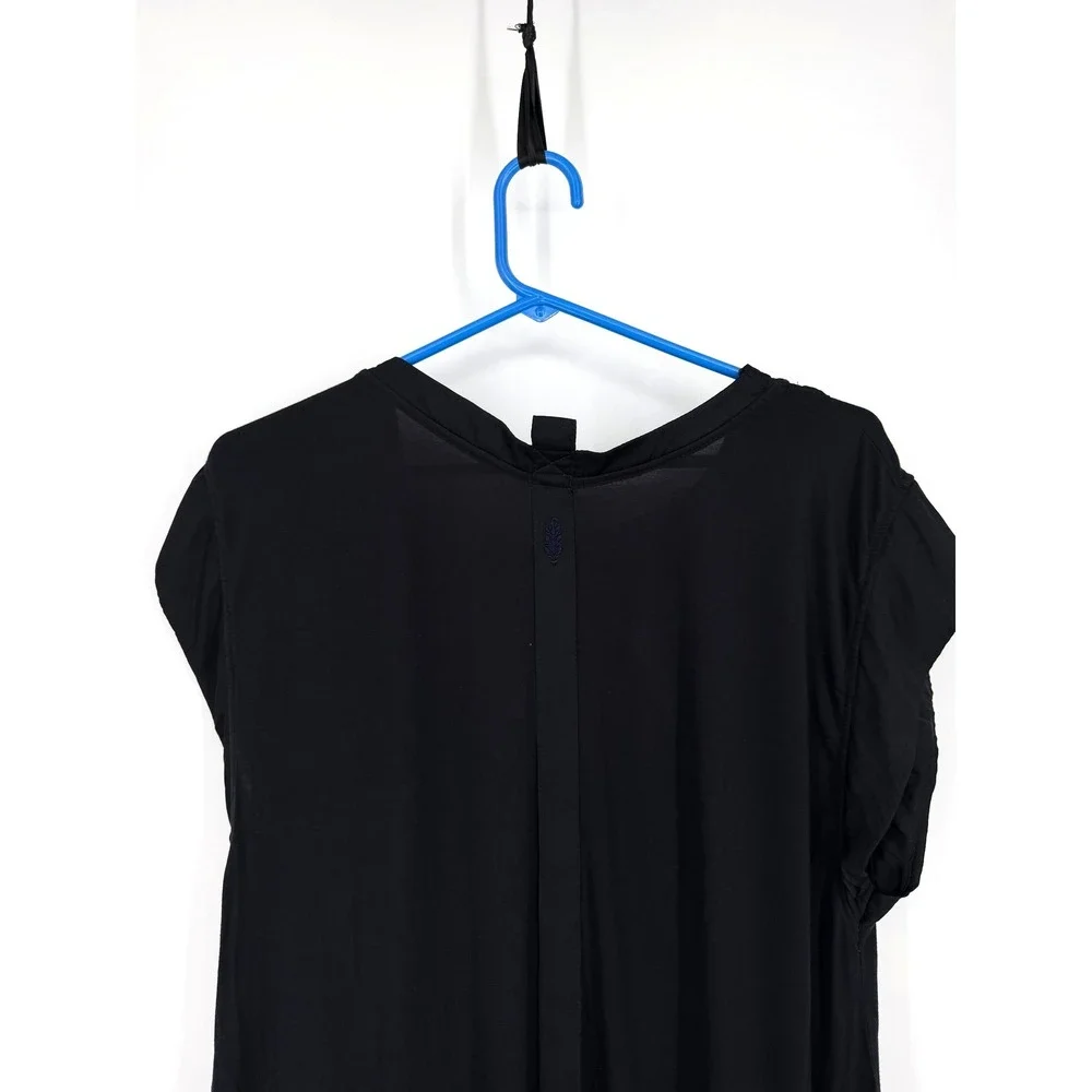 Free People Kismet Black Asymmetrical Button Mini Dress Raw Hem XS OB1412981 - Picture 9 of 12